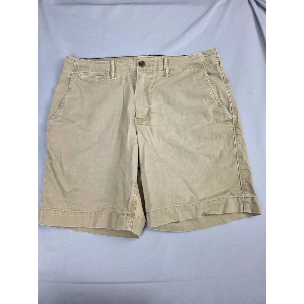 American Eagle Classic Next Level Flex Khaki Chino Shorts Mens 31 Tan Stretch